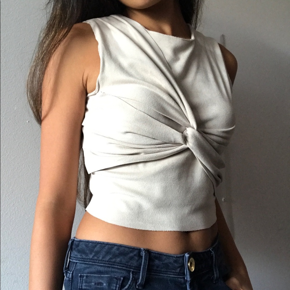 Zara Faux Suede Cream Crop Top